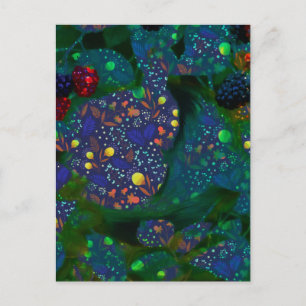 Summer Night Garden Rabbit Asleep Collage Holiday Postcard