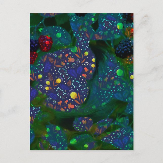 Summer Night Garden Rabbit Asleep Collage Holiday Postcard (Front)