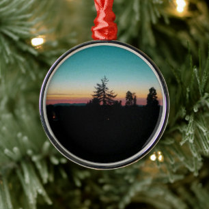 Summer night in the Pacific Northwest Metal Tree Decoration