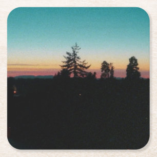 Summer night in the  Pacific Northwest Square Paper Coaster
