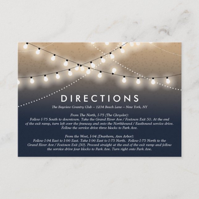 Summer Night Lights Directions  | Weddings Enclosure Card (Front)