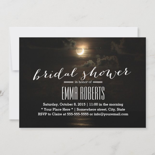 Summer Night Moon over the Sea Bridal Shower Invitation (Front)