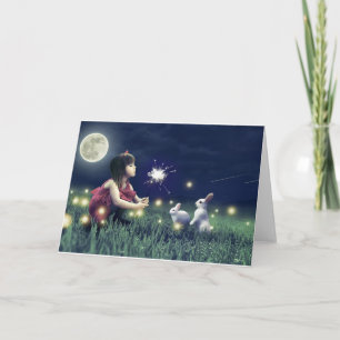 Summer Night Wishes Blank Greeting Card