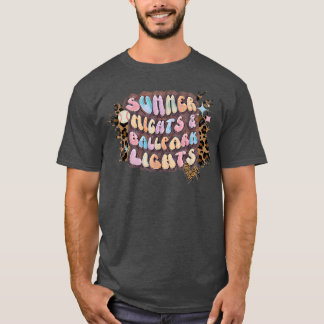 Summer Nights Ballpark Lights Baseball Leopard Spo T-Shirt