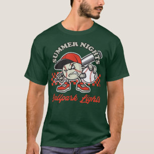 Summer Nights Ballpark Lights Funny Baseball  T-Shirt