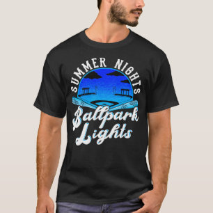 Summer Nights Ballpark Lights with baseball bats a T-Shirt