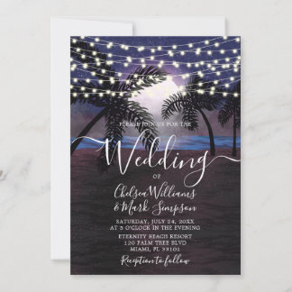 Summer Nights Beach Wedding Invitation