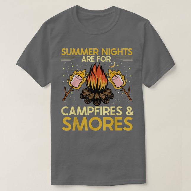 Summer Nights  Camping Smores Campfire Smores Camp T-Shirt (Design Front)