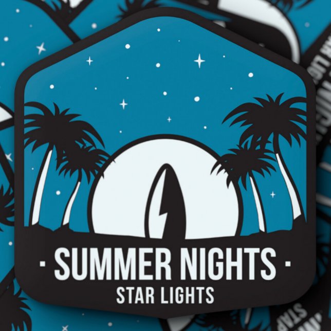 Summer Nights Star Light Camping | Die-Cut Sticker (Summer Nights Camping Vinyl Sticker by PiggyPrint Stickers.)