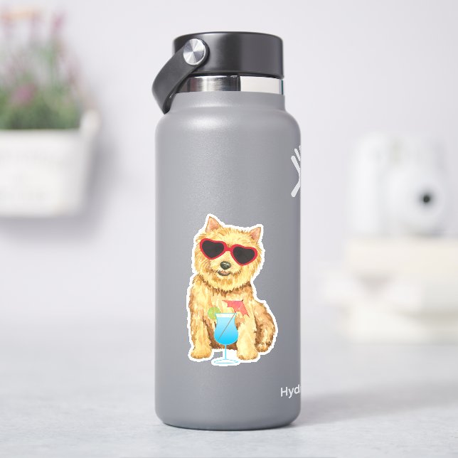 Summer Norwich Terrier Vinyl Sticker (HydroFlask)