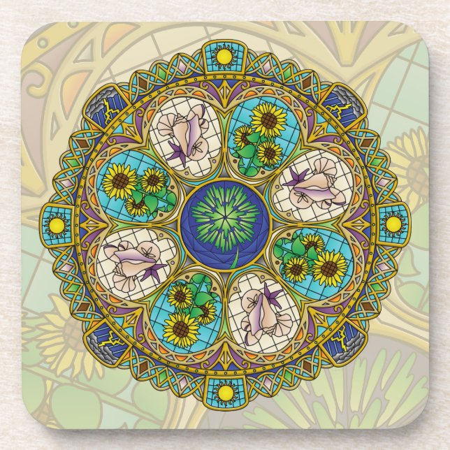 Summer Nouveau Square Coaster (Front)