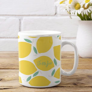 Summer Novelty Lemon-Pattern Printed Personalised Coffee Mug