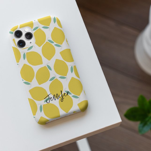 Summer Novelty Lemon-Patterned Personalised iPhone Case (Creator Uploaded)