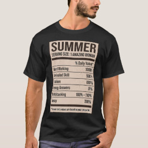 Summer Nutrition Facts Name Nickname Alias Title F T-Shirt