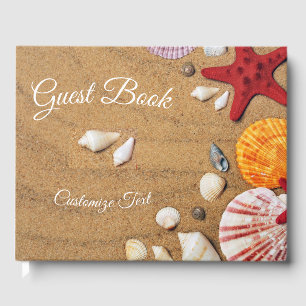 Summer Ocean Beach Sand Seashells Guest Book