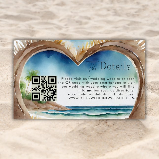 Summer Ocean Beach Wedding QR Code Details  Enclosure Card (Creator Uploaded)