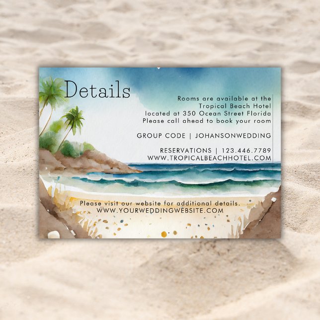 Summer Ocean Beach Wedding Simple Details  Enclosure Card (Creator Uploaded)