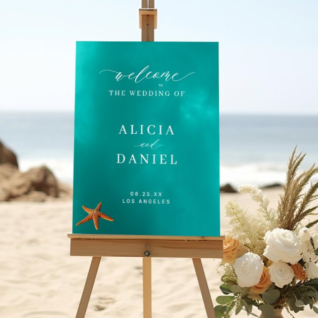 Summer ocean beach wedding welcome sign (Creator Uploaded)