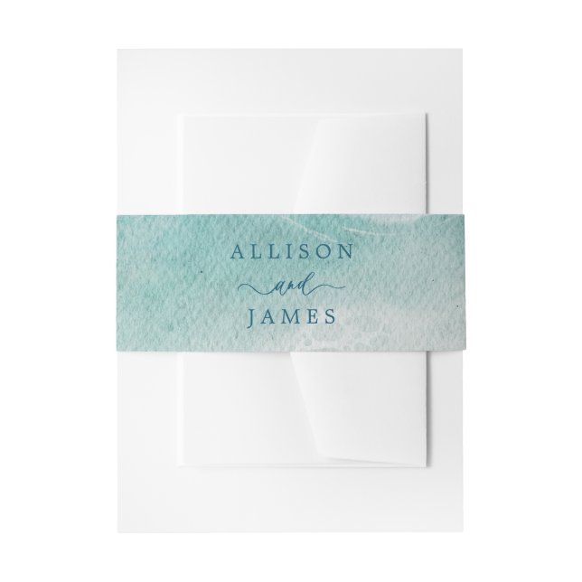 Summer Ocean Blue Beach Elegance Belly Band Invitation Belly Band (Front Example)