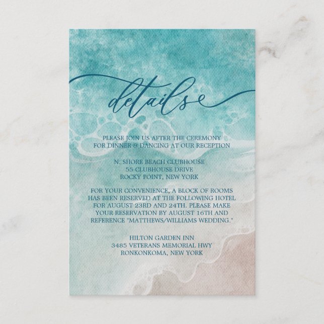 Summer Ocean Blue Beach Elegance Enclosure Card (Front)