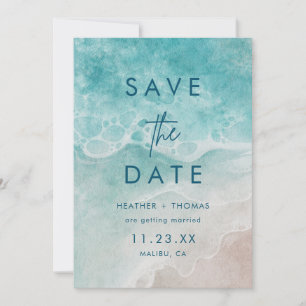 Summer Ocean Blue Beach Elegance Save the Date