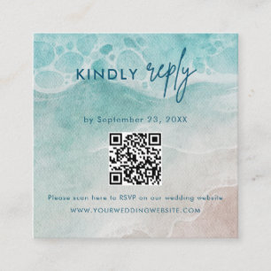 Summer Ocean Blue Beach Wedding RSVP Card