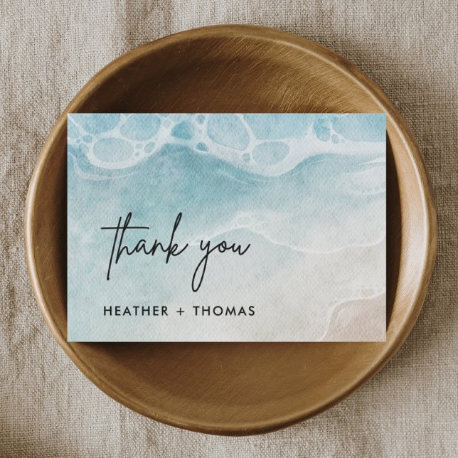 Summer Ocean Modern Beach Wedding Thank You Card (Creator Uploaded)