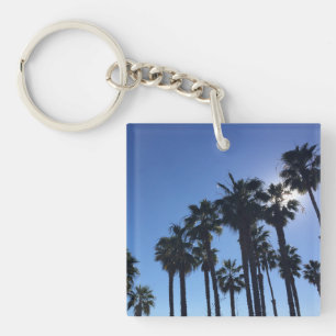 Summer Ocean Palms Blue Colour Photography Key Ring