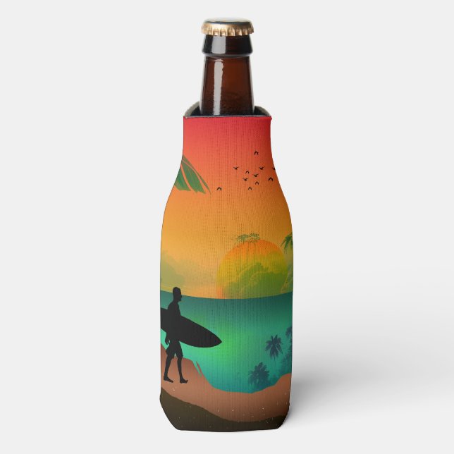 Summer ocean paradise bottle cooler (Bottle Front)