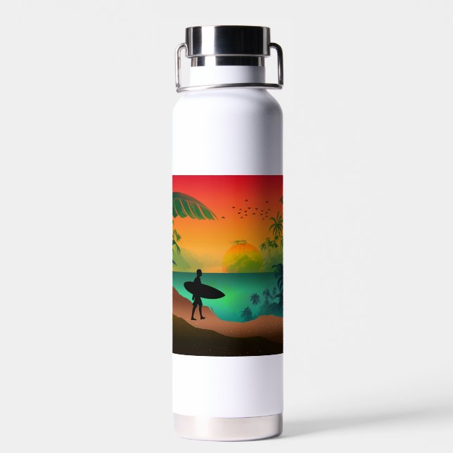 Summer ocean paradise water bottle (Back)