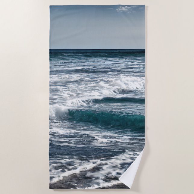 Summer Ocean Waves Beach Towel (Front)