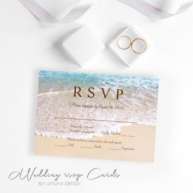 Summer Ocean Waves Tropical Beach Wedding RSVP Card (Creator Uploaded)