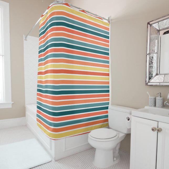 Summer of '77 Stripes Shower Curtain (In Situ)