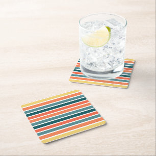 Summer of '77 Stripes Square Paper Coaster