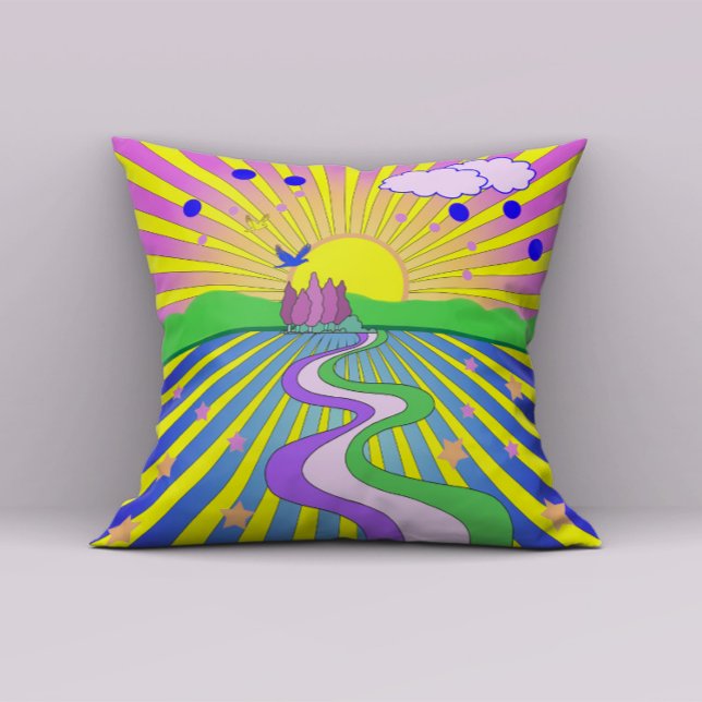 Summer of Love Colorful Psychedelic 60s 70s Cushion (Creator Uploaded)