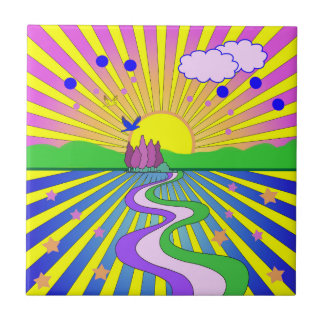 Summer of Love Colourful Psychedelic 60s 70s Tile