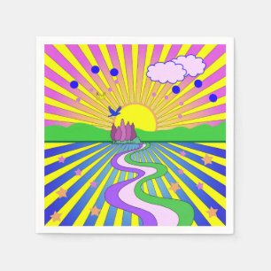 Summer of Love Psychedelic Sixties Sunburst   Napkin