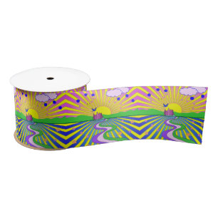 Summer of Love Psychedelic Sixties Sunburst Satin Ribbon