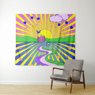 Summer of Love Psychedelic Sixties Sunburst Tapestry
