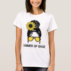 Summer of Rage Feminism Pro Choice Messy Bun Sunfl T-Shirt