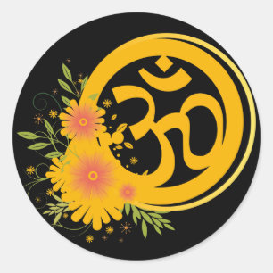 Summer Om Symbol Classic Round Sticker