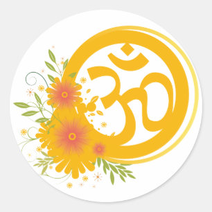 Summer Om Symbol Classic Round Sticker