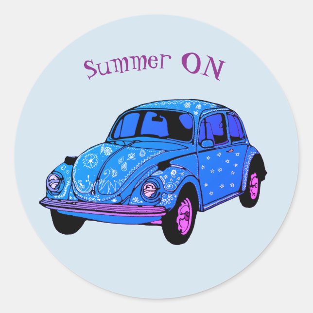 Summer On Blue hippie Car Mandala car  Sticker (Front)