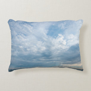 Summer on the beach with sunset sky. Copy space. M Decorative Cushion