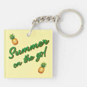 Summer On The Go Happy Pineapple Keychain