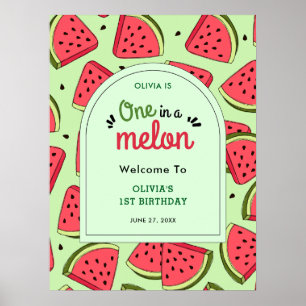 Summer One in a Melon 1st Birthday Welcome Poster