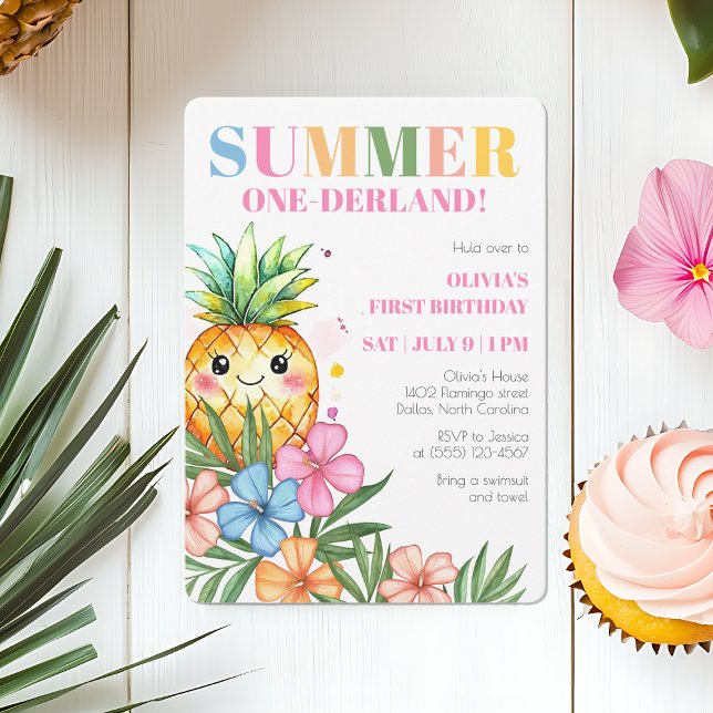 Summer Onederland Fruit Girls 1st Birthday Party Invitation (Summer Onederland Fruit Girls 1st Birthday Party Invitation)