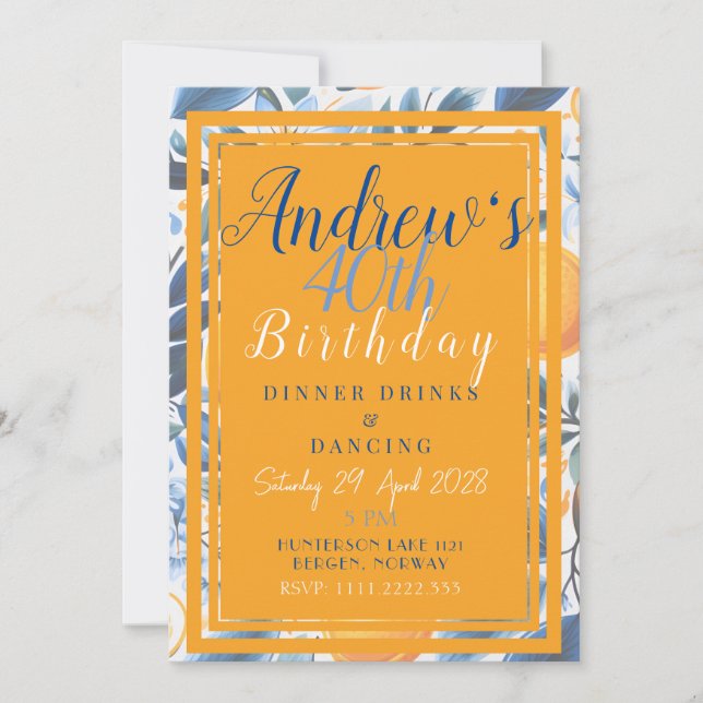 Summer Orange Botanical Invitation (Front)