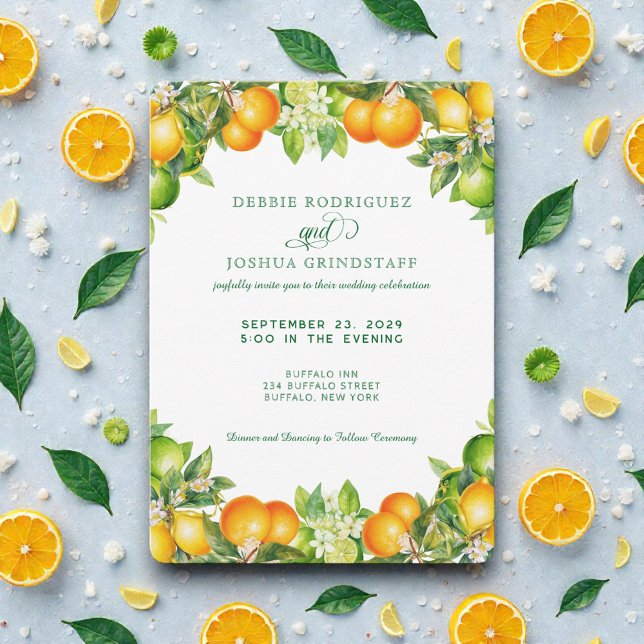 Summer Orange Citrus Fruit Wedding Invitation  (Creator Uploaded)