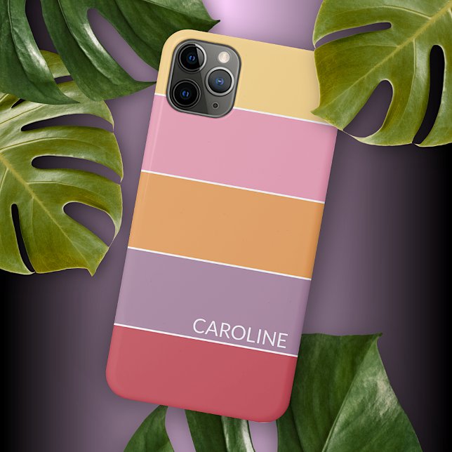Summer Orange Coral Pink Peach Red Purple Stripes iPhone Case (Creator Uploaded)
